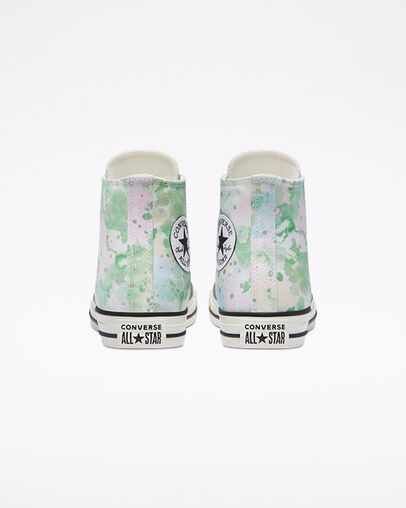 Chuck Taylor All Star Washed Florals Egret/Spring Green/Black, Heel View