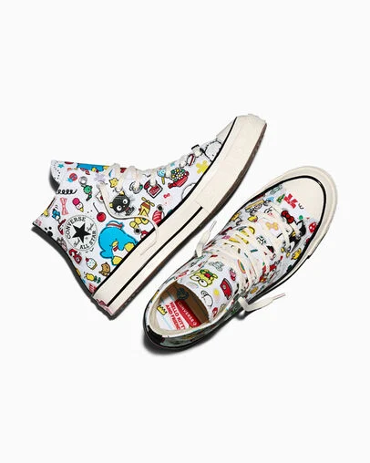 Converse x Hello Kitty And Friends Chuck 70 Stickers White/Pink/Green, Angled View