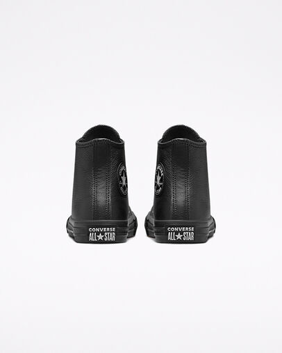 Chuck Taylor All Star Leather Black/Black/Black, Heel View