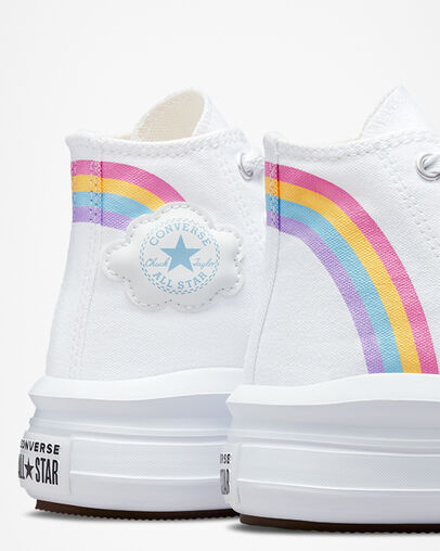 Chuck Taylor All Star Move Platform Rainbow Cloud White/Jp Blue/Pink, Detail Angle View