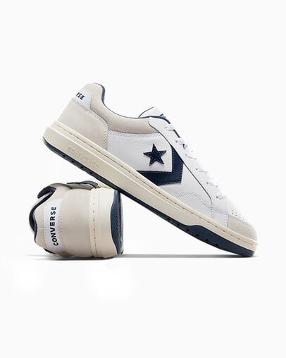 Pro Blaze Classic Leather & Suede Blanco/Azul marino/Gris vaporoso, Detail Angle View