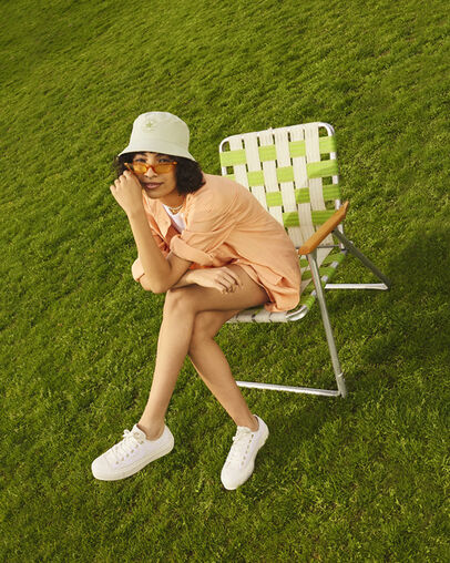 Chuck Taylor All Star Lift Platform Daisy Cord White/Egret/Egret, Reflective View