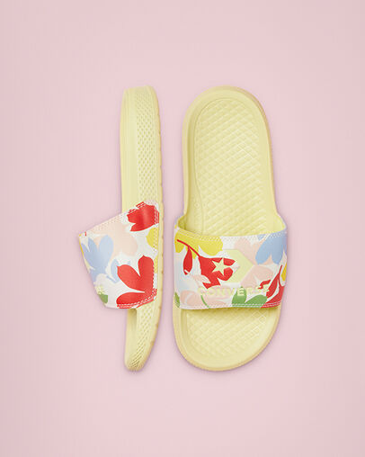 Claquette Floral Print All Star Citron clair/&Eacute;cru/Mousse rose, Top and Side View