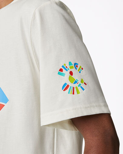 Peace & Unity Cotton Jersey T-Shirt Egret, Detail View