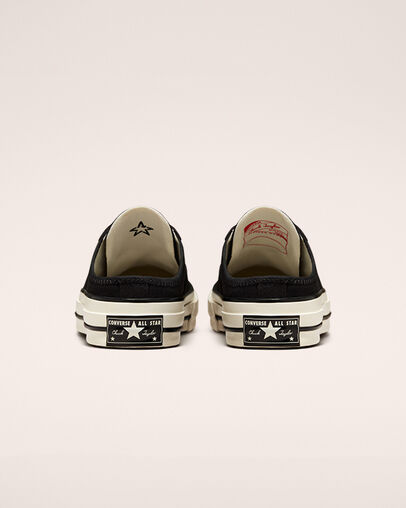 Chuck 70 Mule Recycled Canvas Black/Black/Egret, Heel View