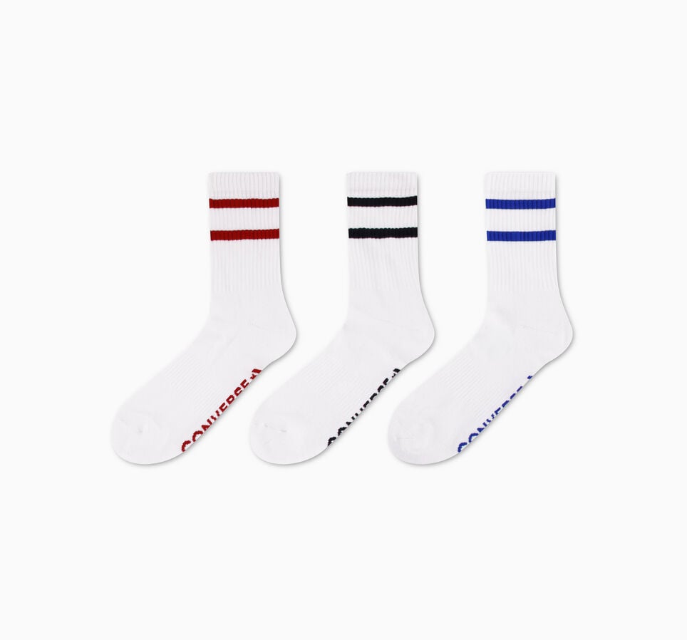 3-Pack Varsity Stripe Half-Crew Socks White