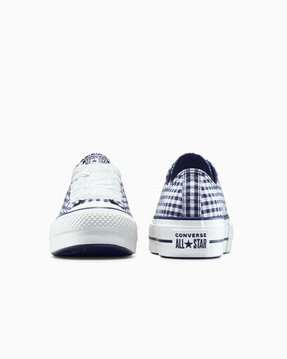 Chuck Taylor All Star Lift Platform Gingham Obsidian/White/Vintage White, Heel View