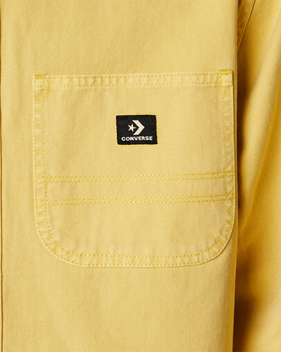 Woven Long Sleeve Button Down Washed Saturn Gold, Detail View