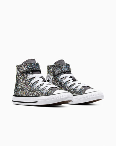 Chuck Taylor All Star Glitter Easy-On Mati&egrave;re noire/Blanc/Noir, Top and Side View