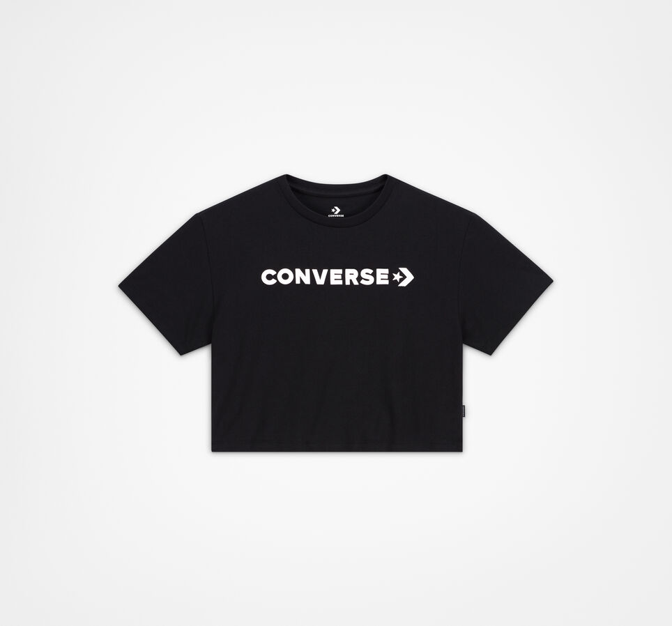 Converse Puff Logo Cropped Crew Neck T-Shirt Black