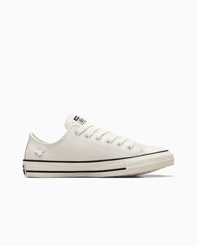 Chuck Taylor All Star Leather 3D Flowers Blanco vintage/Garza/Negro, Outer Side View