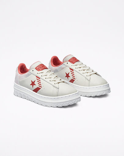 Pro Leather X2 Washed Florals Egret/Terracotta Pink/White, Angled View