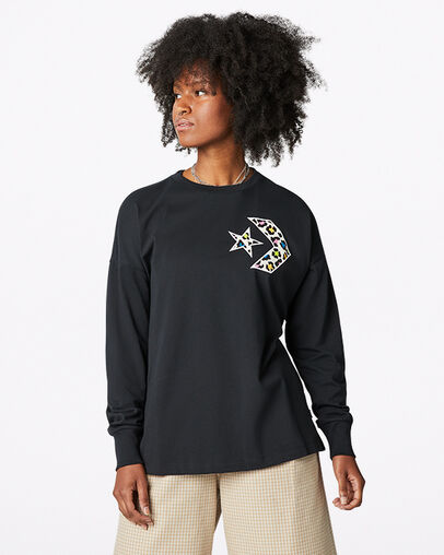 Camiseta de manga larga Heritage Leopard Print Negro Converse, Front View