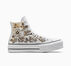 Chuck Taylor All Star Lift Platform Gold Roses & Leather Blanc et roses dor&eacute;es