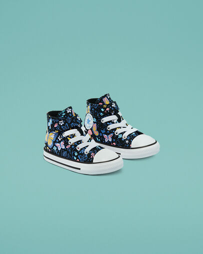 Chuck Taylor All Star Easy-On Butterfly Black/Bleached Cyan/Pink Gaze, Angled View
