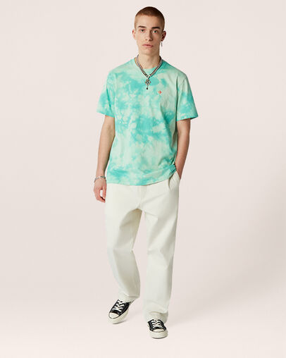 Tee-shirt Marble Cut and Sew Turquoise outremer, Full Body View