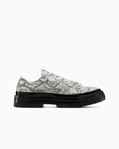 Chuck 70 National Suede Snake Print Barely Grey/Black/Barely Grey, Outer Side View