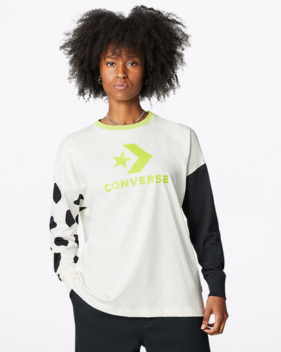 Heritage Animal Print Long Sleeve T-Shirt Egret Multi, Front View