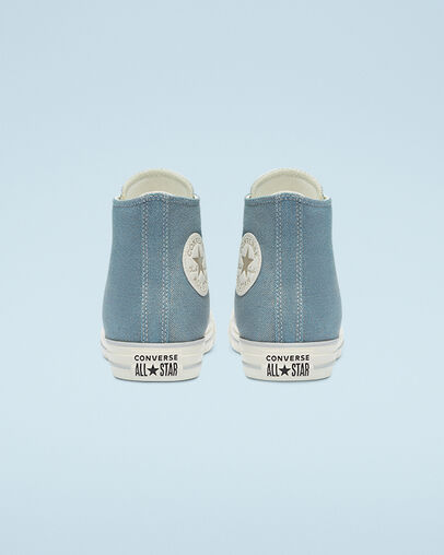 Chuck Taylor All Star Metallic Denim Washed Denim/Egret/Light Gold, Heel View