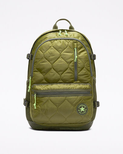 Quilted Straight Edge Backpack Moss, Front View
