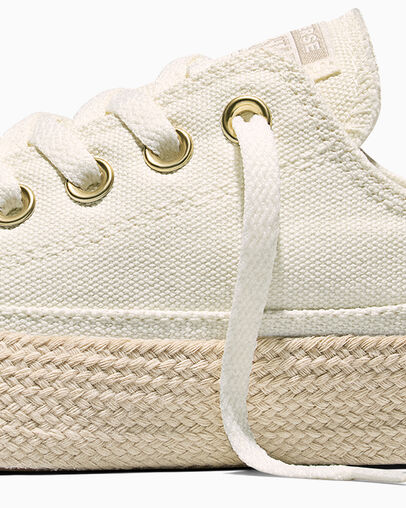Chuck Taylor All Star Espadrille Egret/Papyrus/Gold, Detail Angle View