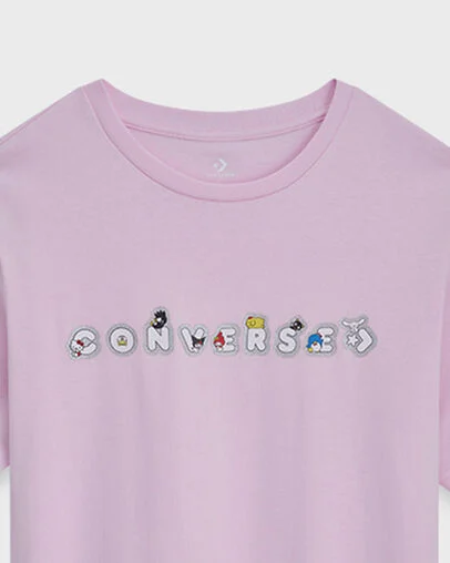 Converse x Hello Kitty And Friends Stickers T-Shirt New Found Bloom, Full Body View