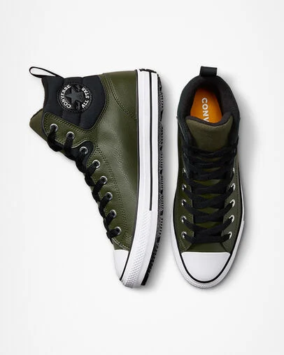 Chuck Taylor All Star Berkshire Boot Utility Green/Black/White, Top and Side View
