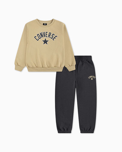Heritage Wordmark Crewneck & Joggers Set Dark Matter, Front View
