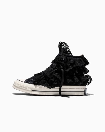 Chuck 70 3-D Flourish High Top Black Crochet, Inner Side View