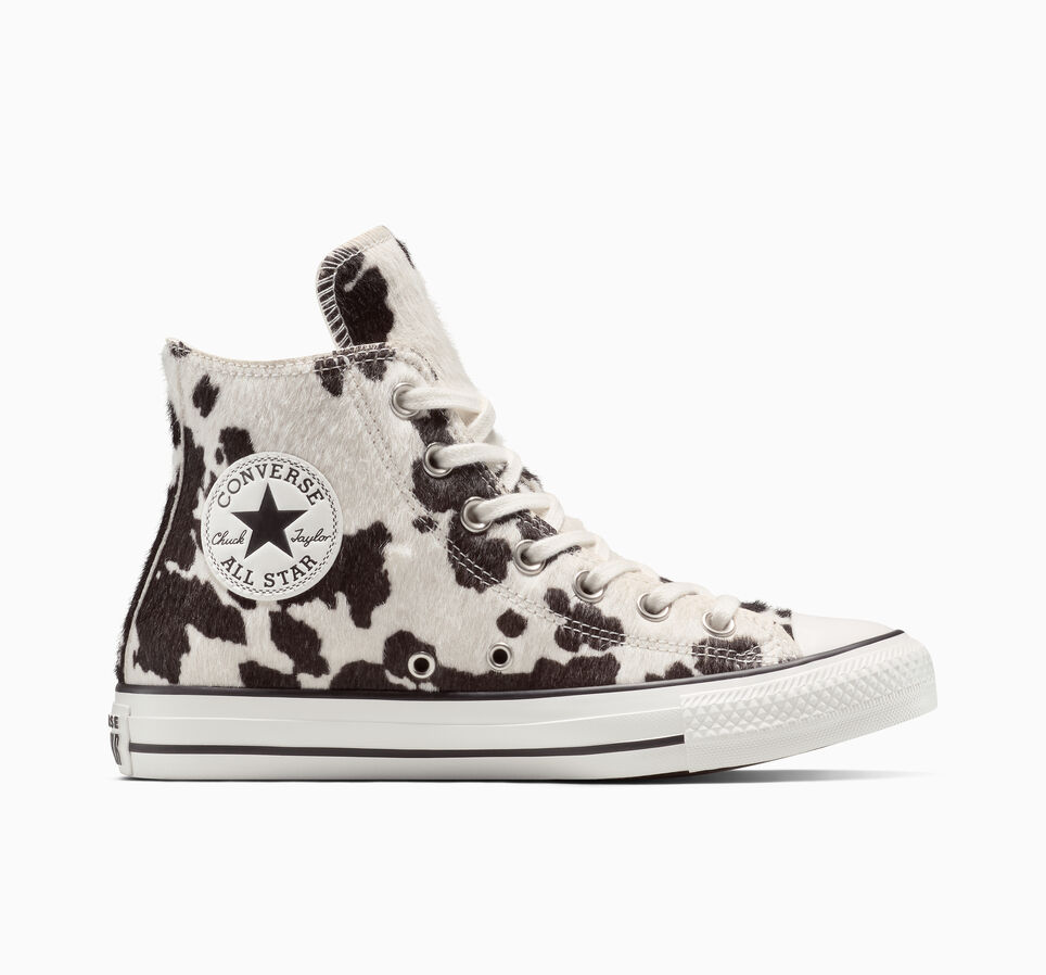Chuck Taylor All Star Cow Print Pony Hair Egret/Mudguard/Black