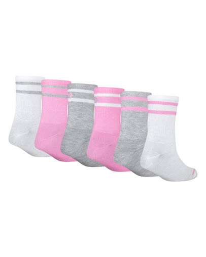 6-Pack Striped Logo Crew Socks Rosa Converse, 3/4 View