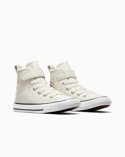 Chuck Taylor All Star Easy On Leather Egret/White/Black, Top and Side View