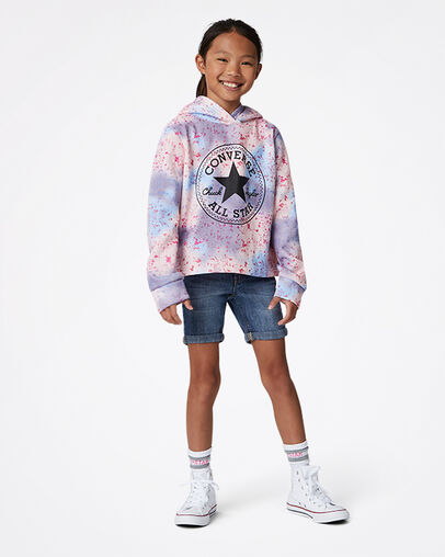 Korte hoodie met print over het gehele oppervlak Storm Pink, Detail View