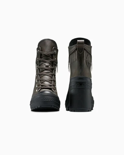 Chuck 70 De Luxe Heel Platform Western Glam Schwarz/Fresh Brew/Silber, Heel View