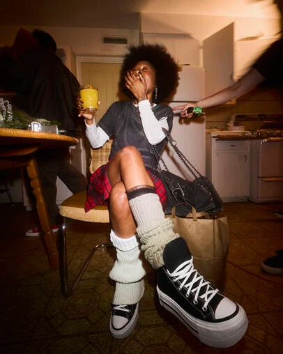 Chuck Taylor All Star Lift Double Stack Platform Canvas Zwart/Wit/Zwart, Detail Angle View