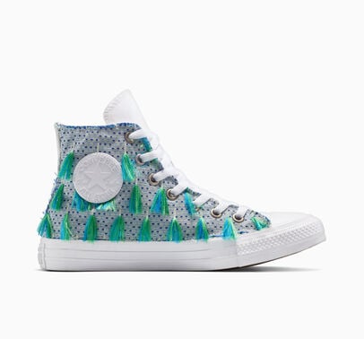 Converse Chuck Taylor All Star Tassels Borlas blancas y verdes