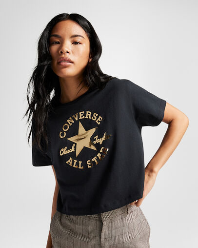 Chuck Taylor Patch Cropped T-Shirt Converse Black, Front View