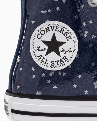 Chuck Taylor All Star EVA Lift Platform Glitter Navy/White/Egret, Detail Angle View