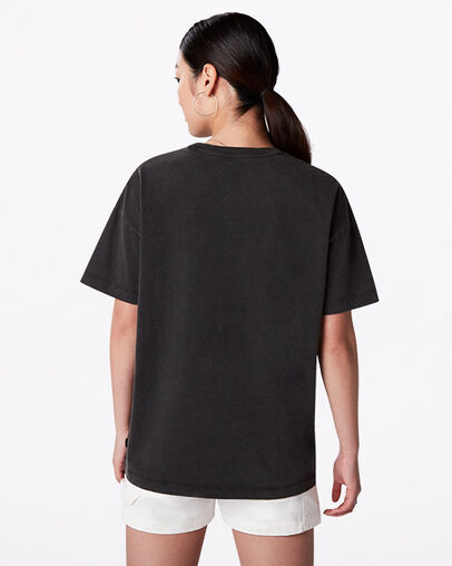 Vintage Wash Heart Oversized T-Shirt Converse Black, Back View