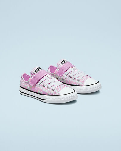 Chuck Taylor All Star Easy-On Seersucker Stripes Beyond Pink/White/Black, Angled View