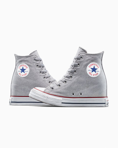 Chuck Taylor All Star Wedge Platform Distressed Bianco Smoke In, Detail Angle View