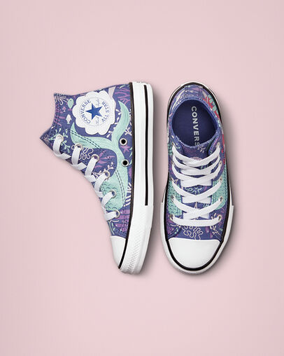 Chuck Taylor All Star Mermaids Washed Indigo/Light Dew/White, Top and Side View