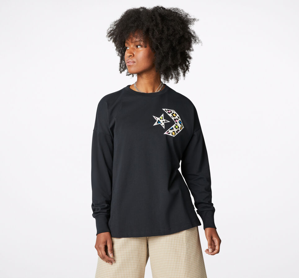 Camiseta de manga larga Heritage Leopard Print Negro Converse