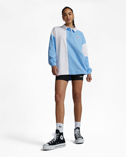 Retro Rugby Shirt Converse Light Blue, Back View