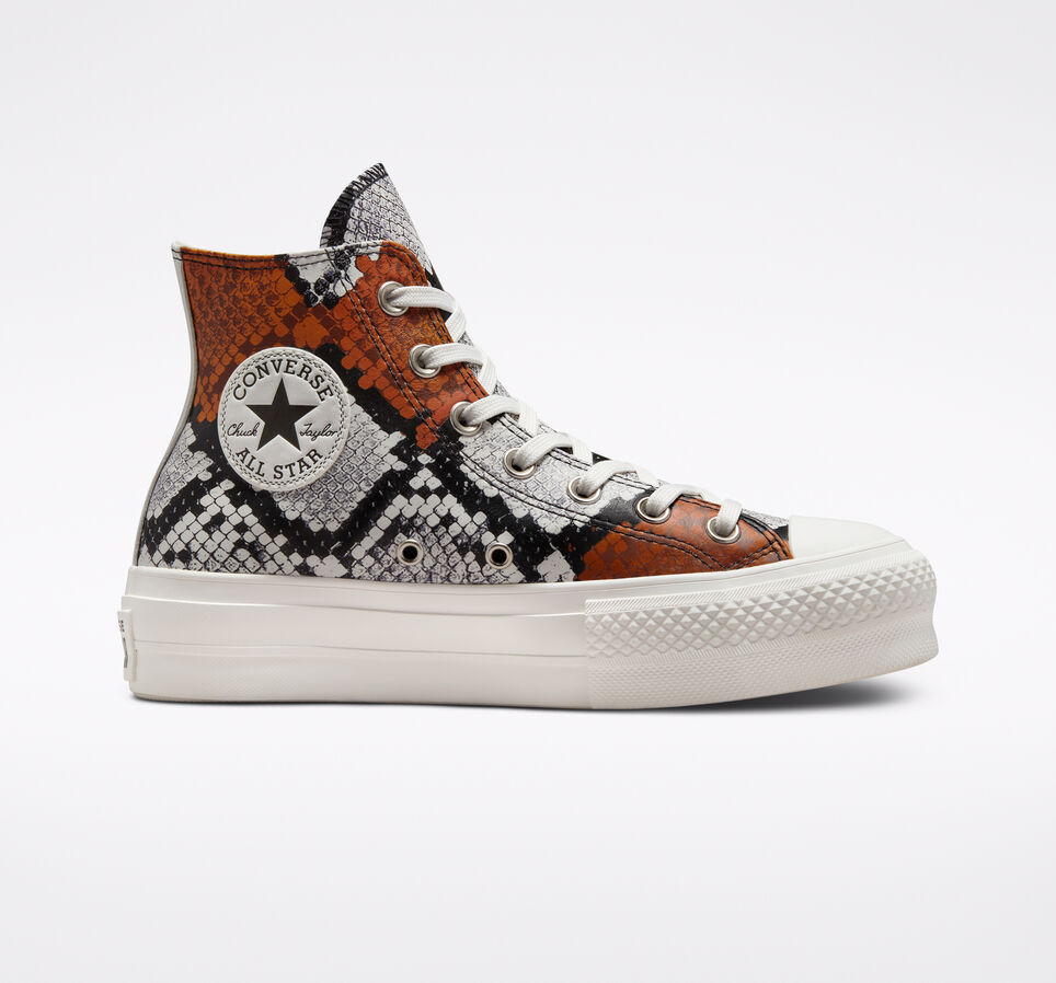 Chuck Taylor All Star Platform Authentic Glam Blanc vintage/Noir/Orange