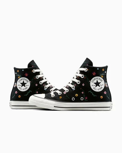 Chuck Taylor All Star Floral Embroidery Black/Frozen Acai/Branch Out, Detail Angle View
