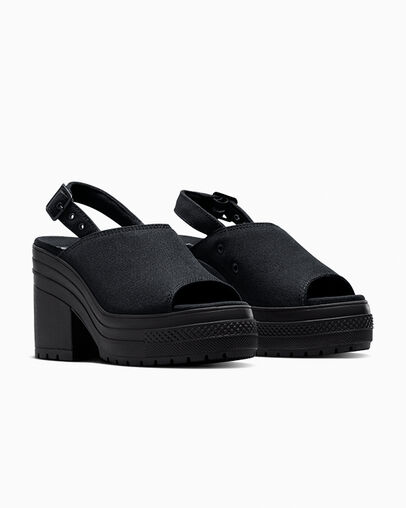 Chuck 70 De Luxe Heel Sandal Platform Black/White/Black, Top and Side View