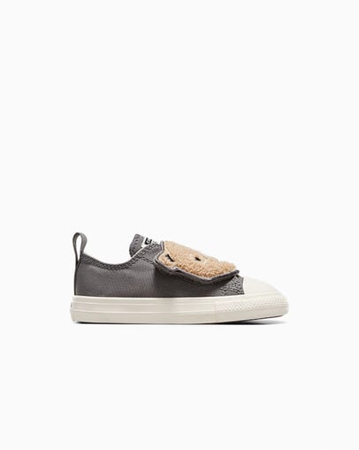Chuck Taylor All Star One Strap Sherpa Bear Easy-On Gris requin/Marron chaud/&Eacute;cru, Outer Side View