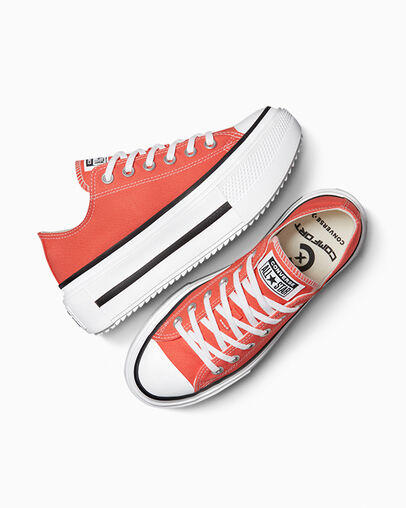 Chuck Taylor All Star Lift Double Stack Platform Canvas Vermillion Red/Weiß/Schwarz, Angled View