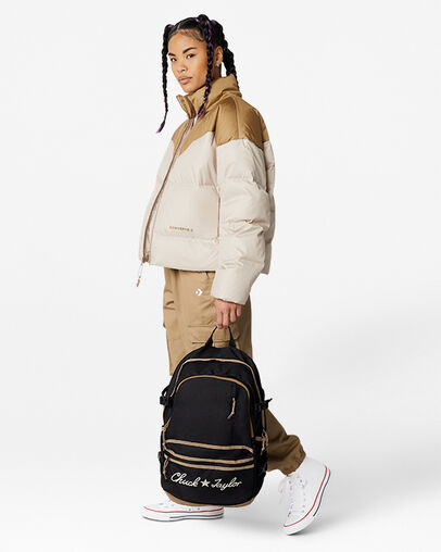 Straight Edge Backpack Black/Sandalwood/White, 3/4 View